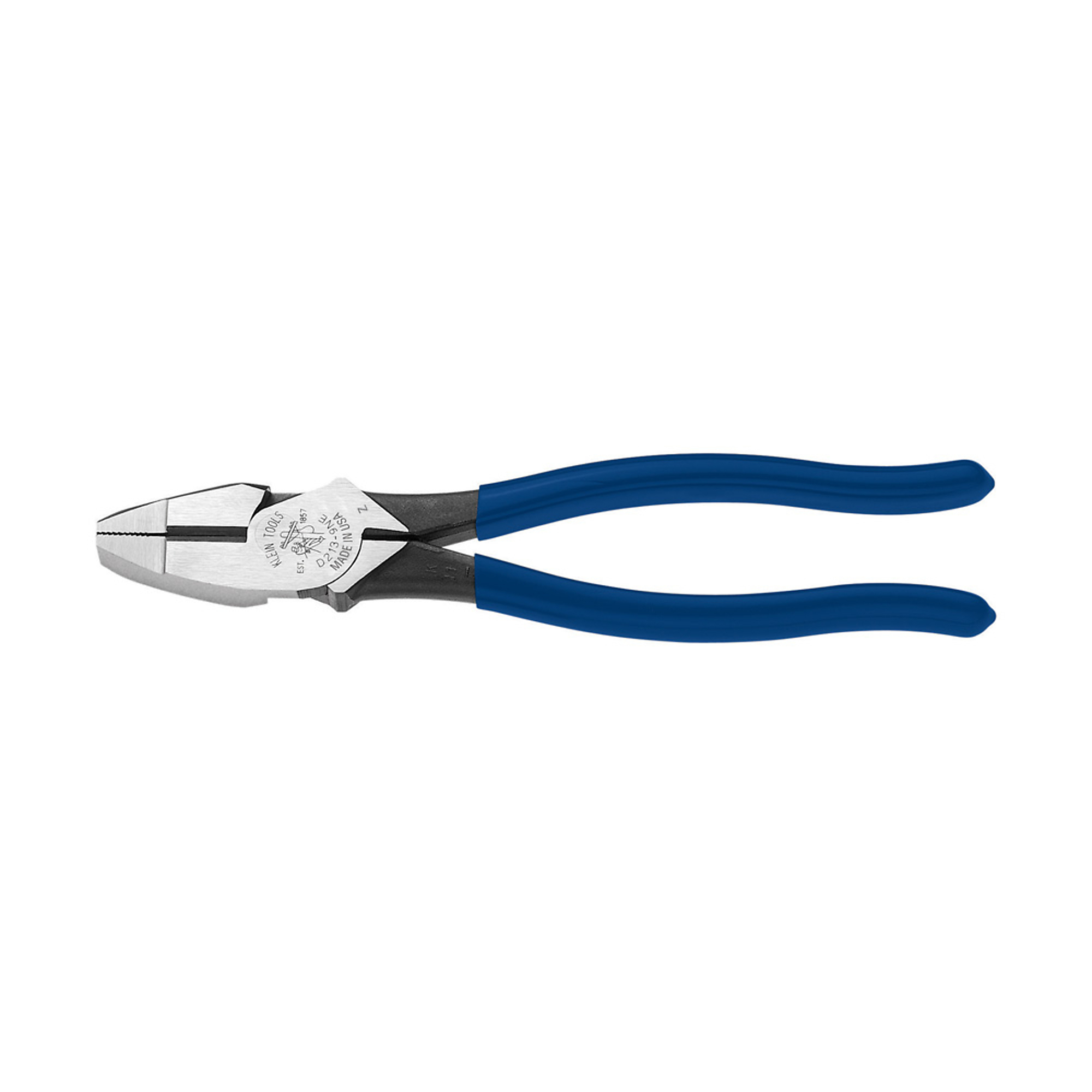 Klein Tools, Lineman's Pliers, New England Nose, 9in., Jaw Capacity 1.38 in, Model# D213-9NE